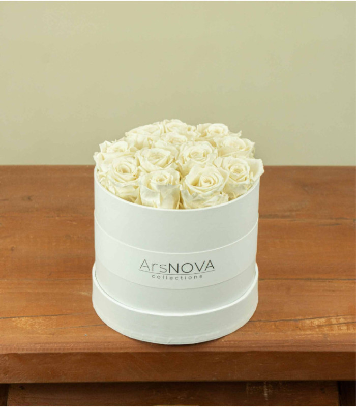 Flower Box - Rose Stabilizzate - Colore Bianco