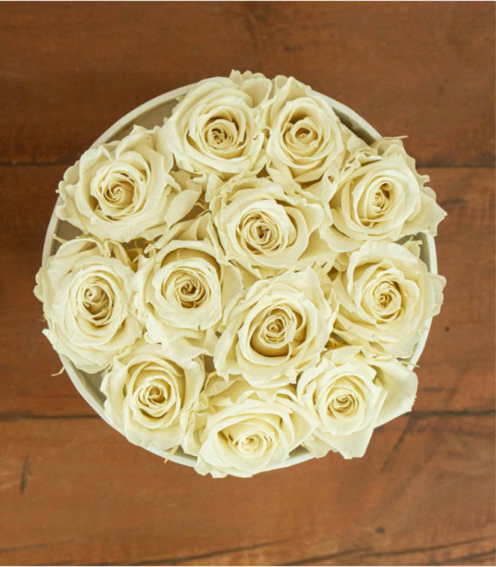  Flower Box - Rose Stabilizzate - Colore Bianco